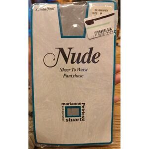 New Vintage NUDE Pantyhose Size B Silver Grey Color Sandalfoot